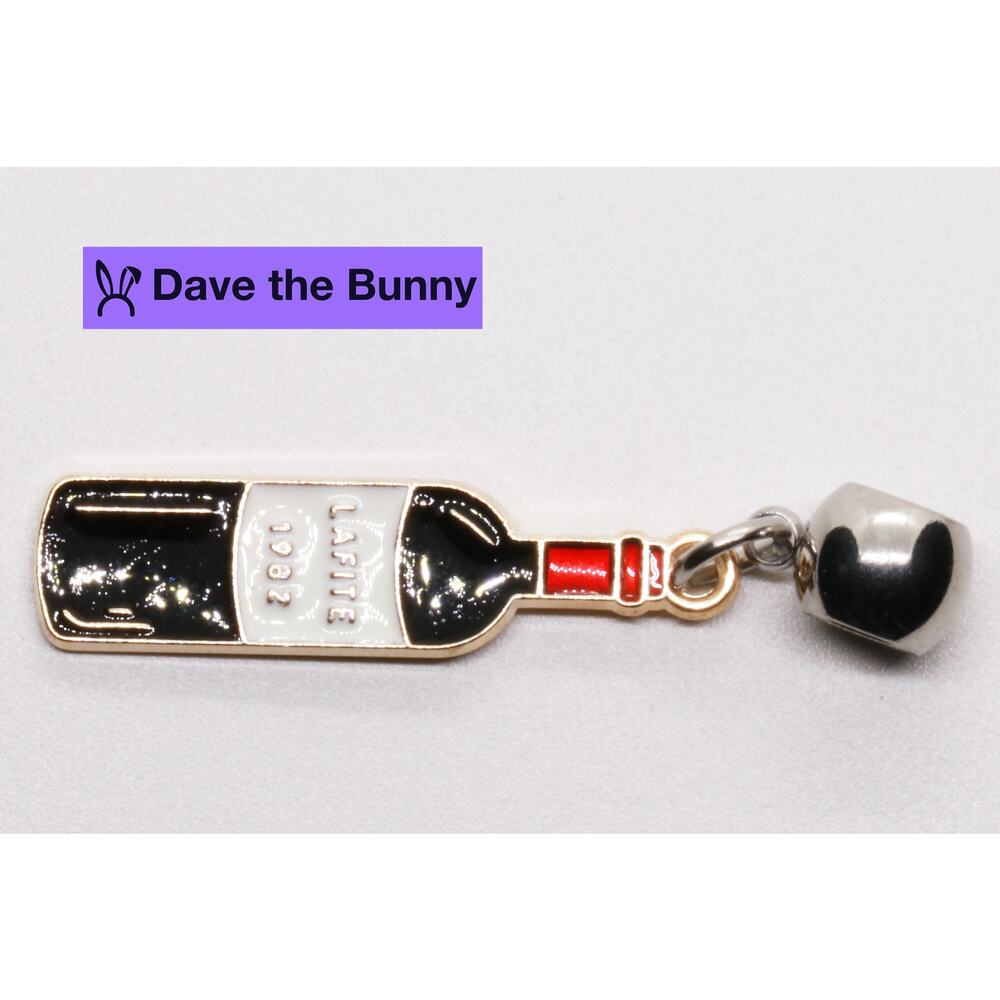 Red Wine Bottle Pendant Necklace With Lafite 1982 Enamel Charm, Purple Pouch - Picture 9 of 9